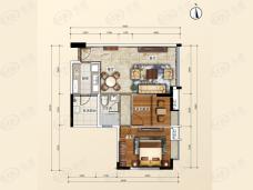 泊雅湾2室2厅1卫户型图