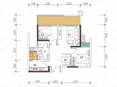嘉源红郡2室1厅1卫户型图