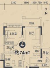 广州时代倾城2室2厅1卫户型图