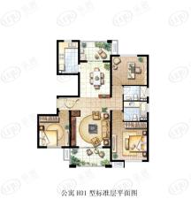 万安金邸公寓H01型标准层平面图户型图