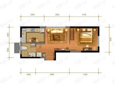 中冶盛世国际广场1室2厅1卫户型图