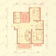 紫金江尚两室两厅一厨一卫88.34-95.34㎡户型图