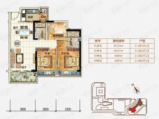 万冠广场3室2厅2卫户型图