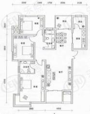 太阳城新领地三室两厅户型图