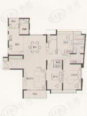 太原邸房型: 三房;  面积段: 179 －205 平方米;
户型图