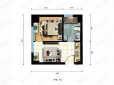 香溪名汇1室1厅1卫户型图