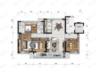 瑞宫·天屿湾星钻-150㎡-四室两厅两卫户型图