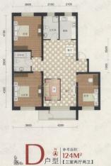 雅馨苑二期房型: 三房;  面积段: 100 －135 平方米;户型图