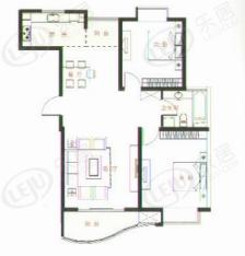 盛世豪园房型: 二房;  面积段: 90 －100 平方米;
户型图