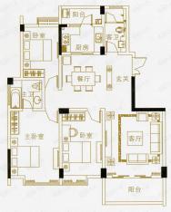 珠江花城三房二厅二卫-128.82平方米-30套户型图