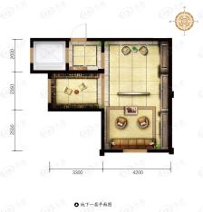 富力西溪悦墅C2上叠139方地下一层户型图