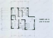 众诚一品东南三室两厅一厨一卫 约108.75-120.38平方米户型图