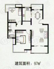 博泰景苑房型: 二房;  面积段: 85 －97 平方米;
户型图