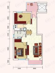 益嘉广场6号楼A户型 两室两厅户型图