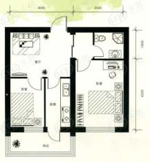 白塔茗居二室一厅一卫户型图