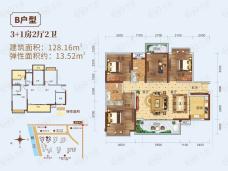 柳州彰泰滨江学府3室2厅2卫户型图