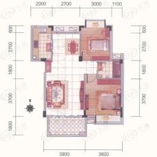 正荣大湖之都2室2厅1卫户型图