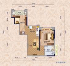 东江香域8栋64平米1+1房2厅1卫户型图