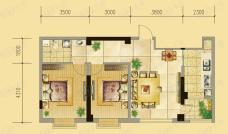 滨江1号2室2厅1卫户型图