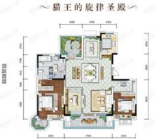 金地南湖艺境4室2厅2卫户型图