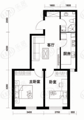 千缘爱在城2室1厅1卫1厨户型图