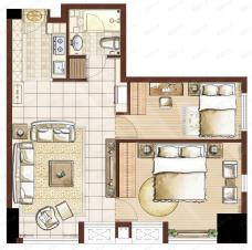 凯铂公寓2室2厅1卫户型图