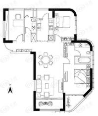 商旅新悦城标准层135平米户型3室2厅1卫1厨户型图