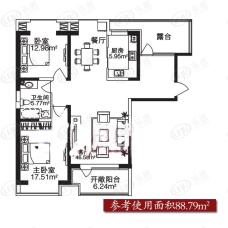 北岸明珠2室2厅1卫户型图