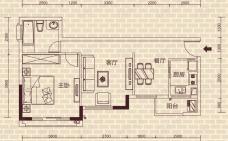 迪亚小城1室2厅1卫户型图