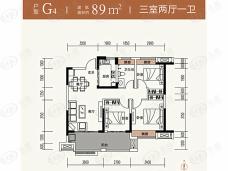 华盛大运城 东嶺3室2厅1卫户型图