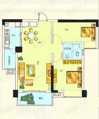 高鑫巴比伦花园2室2厅1卫户型图
