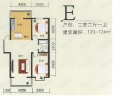 金盛花园房型: 二房;  面积段: 90 －124 平方米;户型图