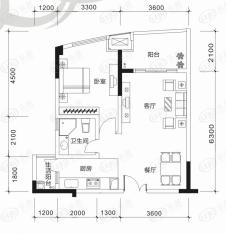 宗申动力城D2户型 套内面积52.36㎡建筑面积63.71㎡户型图