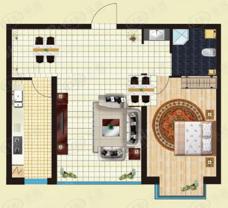 金汉御园1室2厅1卫户型图