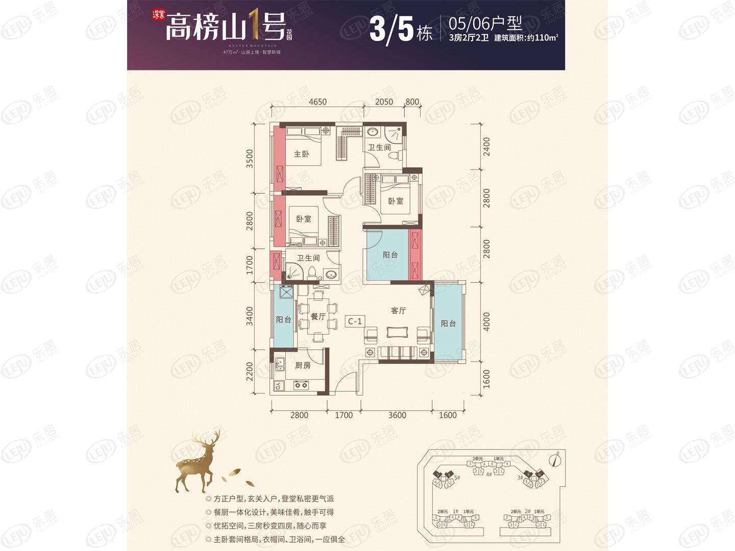 惠州市惠城深业高榜山1号花园户型公布 户型面积72~127㎡