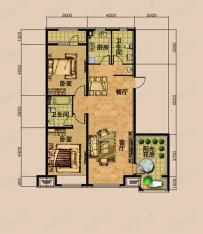 金色玺园S户型-两室两厅两卫-131平米户型图