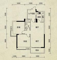 翡翠绿洲N型18-21栋标准层02单元户型图