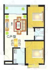 惠宝幸福佳苑二期2室2厅1卫户型图