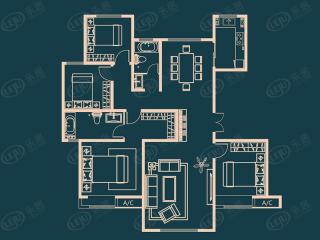 紫美雅和星海E-2户型四室两厅两卫151.78㎡户型图