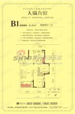 天瑞公馆2室2厅1卫户型图