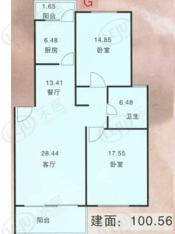 文怡花园房型: 二房;  面积段: 80 －101 平方米;户型图