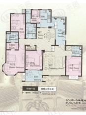 虹桥东苑西块房型: 四房;  面积段: 173 －180 平方米;户型图