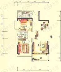 德洲城经典两房2室2厅1卫1厨户型图