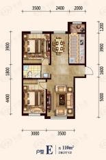 汉森华尔兹110平 2室2厅1卫 E户型户型图