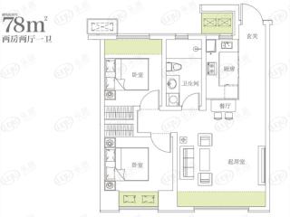 泉水润泽园78㎡户型户型图