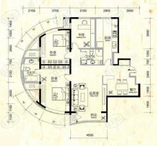 世纪金三角公寓三室两厅两卫户型图