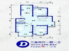 黄鹤山居房型: 三房;  面积段: 120 －157 平方米;
户型图