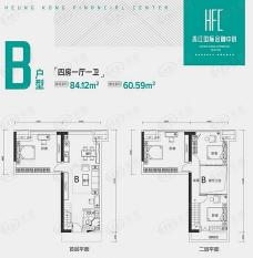 香江国际金融中心1室1厅1卫户型图