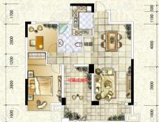 盛世豪庭三期香园位于5#的中间套，两房两厅一卫，可变三房-100平方米-88套户型图