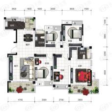 百步亭世博园A1户型 四房二厅二卫户型图